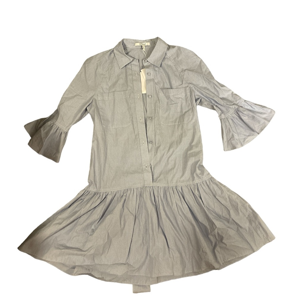 Derek Lam 10 Crosby Blue Button Down Microstripe Dress
